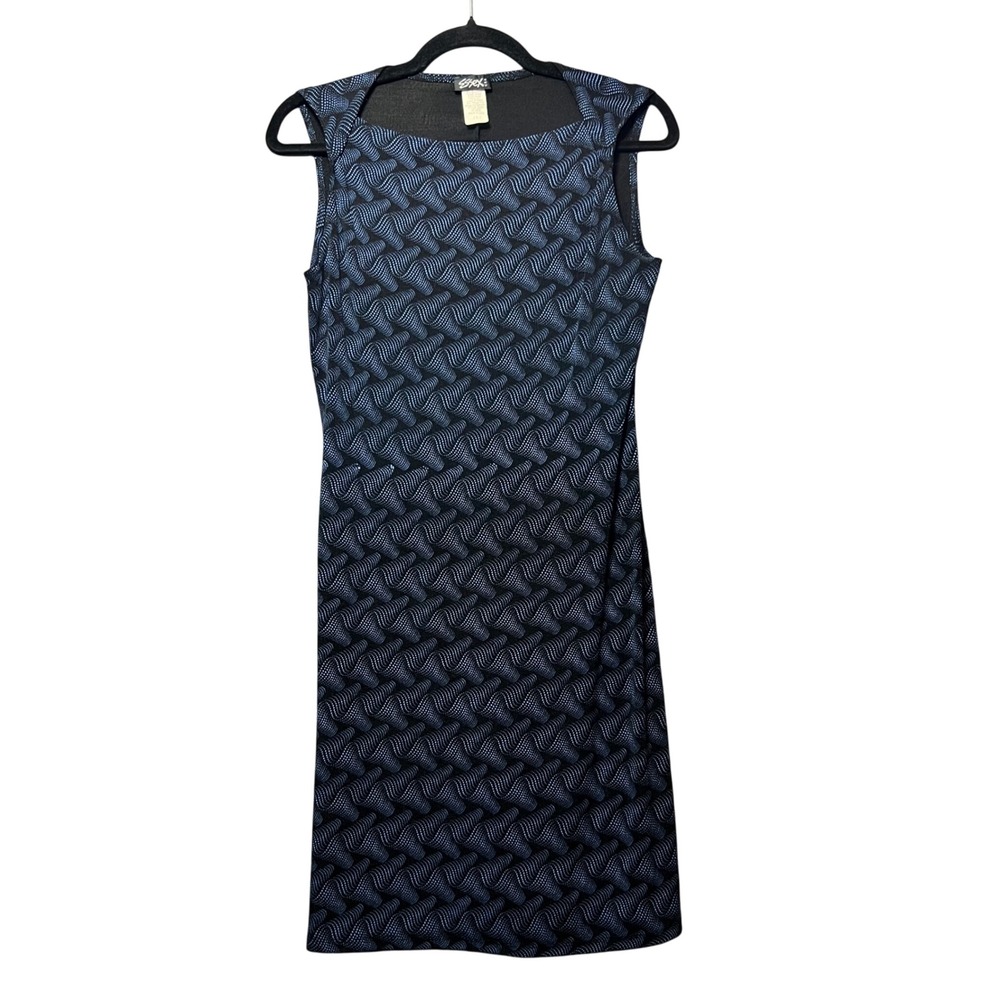 Vintage 90s Essex Sleeveless Dress Large‎ Sheath Bodycon Geometric Y2K Made USA